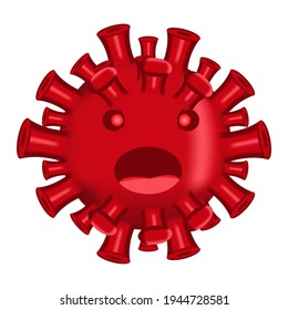 Corona Virus 3D with red color