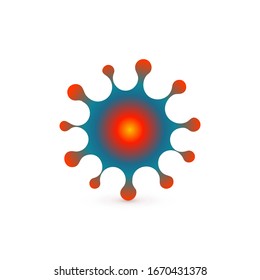 Corona Virus abstract icon. covid-19 2019-nCoV vector symbol. Computer virus, allergy bacteria, microbiology concept. Disease germ, pathogen micro organism, isolated vector sign on white background