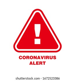 Corona Virus Alert Red Triangle Sign Illustration, Covid-19 Tag, Label, Poster Design Template Vector