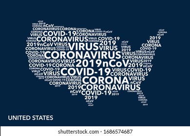 corona virus in america with typography background