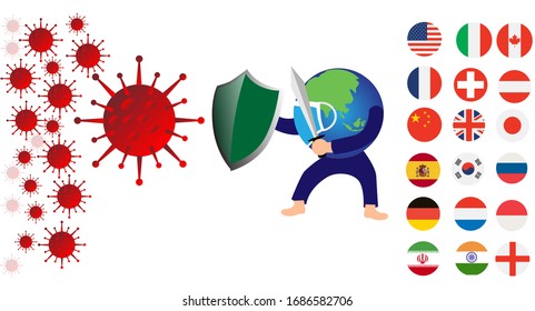 corona virus attack concept illustration world fight against corona virus concept how coronavirus attack on world