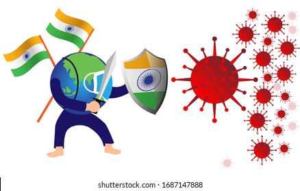 corona virus attack concept illustration india fight against corona virus concept how coronavirus attack on india