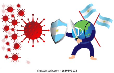 corona virus attack concept illustration argentina fight against corona virus concept how coronavirus attack on argentina