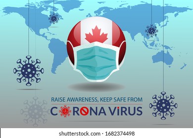 Concepto de ataque y prevención del virus Corona. world/Earth está luchando contra el virus Corona. Lucha contra el virus, el peligro y las enfermedades de salud pública, aisladas en el Canadá. COVID-19 se está difundiendo por todo el mundo.
