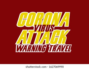 corona virus attack, warning travel label sticker with lungs illustration, vector in eps10