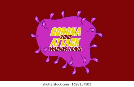 corona virus attack warning travel label or sticker with lungs illustration in eps10