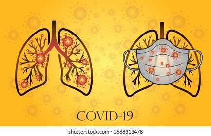 corona virus attacking in the human lungs concept. vector illustration