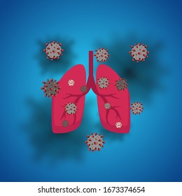 corona virus attacks the lungs with a blue background