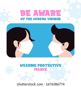 Corona virus awareness illustration vector. Covid-19 awareness background illustration web banner