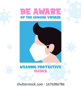 Corona virus awareness illustration vector. Covid-19 awareness background illustration web banner