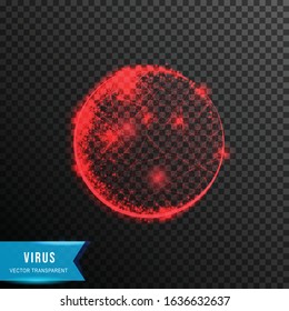 corona virus bacteria from connecting dot and line. light effect. vector illustration, isolated on transparent background