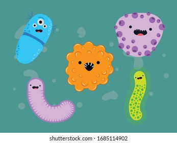 Corona Virus Bacteria Illustration Character Bundle