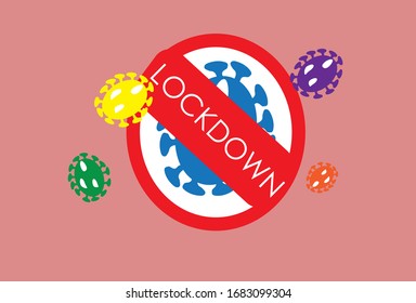 Corona virus bacteria with lockdown markings. Kids design