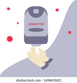 Corona virus Bacterial Cellular Icon, 2019-nCoV.  Concept wash your hands more often with disinfector. Vector illustration on an isolated white background 