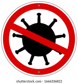 Corona virus ban on a sign
