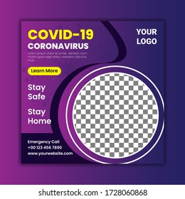 Corona virus banner for social media post template design