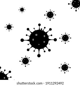 Corona virus black white background vector