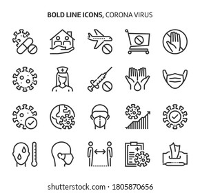 Corona virus, bold line icons. The illustrations are a vector, editable stroke, 48x48 pixel perfect files. Crafted with precision and eye for quality.