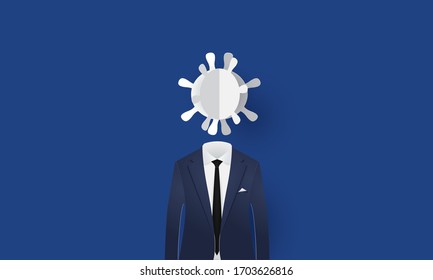 Corona virus businessman head, Business inspiration concept 