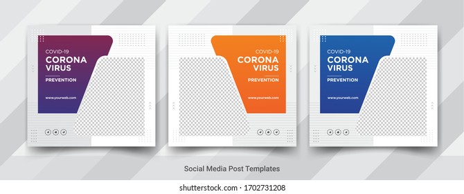 Corona Virus Campaign Poster For Social Media Post Template Design, Virus Warning Social Media Square Post Templates Design Eps 10
