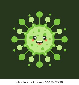 Corona Virus cartoon characters on color background Pathogen respiratory coronavirus 2019-nCoV from Wuhan, China. Suitable use for poster, element, mascot, emoji, emoticon. Covid-19, Sars, mers, flu, 