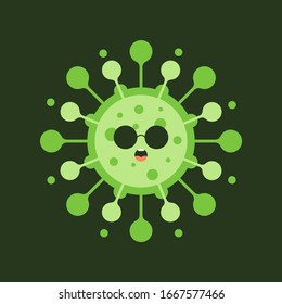 Corona Virus cartoon characters on color background Pathogen respiratory coronavirus 2019-nCoV from Wuhan, China. Suitable use for poster, element, mascot, emoji, emoticon. Covid-19, Sars, mers, flu, 