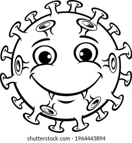 corona virus cartoon cute smile 
