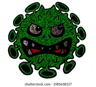 A Corona Virus cartoon vector image Monster Virus Covid-19. Virus danger icon. Vector illustration.