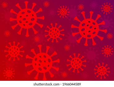 corona virus cell group on red and purple background