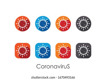 Corona virus cells colorful icon set design vector Illustration.