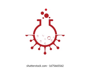 Corona virus cells with lab logo sign symbol design vector Illustration. Corona virus (Covid-19). Stop Corona virus