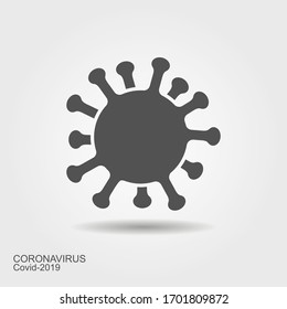 Corona virus cells sign. Flat vector icon with shadow. Coronavirus symbol illustration