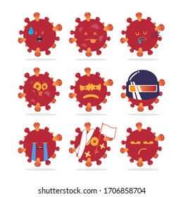 Corona Virus Character Design Vector Set