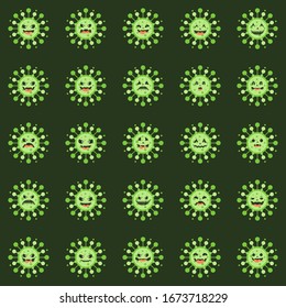 Corona Virus character with face expression. virion of Coronavirus on color  background. 2019-nCoV. the virus that caused epidemic of pneumonia in China. Vector illustration for science and medical