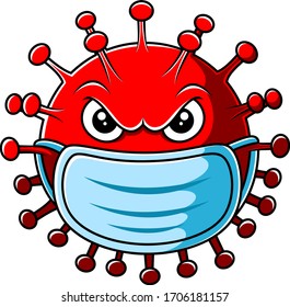 Corona virus character wearing mask of illustration