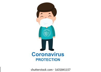 Corona virus in China. Novel corona virus 2019-nCoV, man in white medical face mask. Concept of corona virus quarantine.