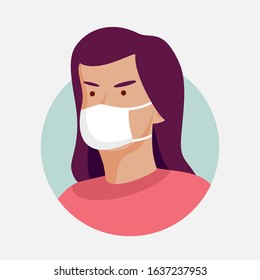 Corona virus in China. Novel corona virus 2019-nCoV, woman in white medical face mask. Concept of corona virus quarantine.