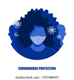 Corona virus in China. Novel corona virus 2019-nCoV, woman in white medical face mask. Concept of corona virus quarantine. Observe safety measures in public places. EPS10
