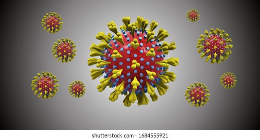 Corona Virus Commonly COVID-19 vector 3D with Gradient Black and White Background  