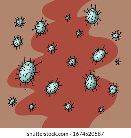 Corona Virus Concept vector illustration, Flu virus,  Wuhan covid-19 pneumonia virus
