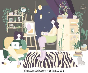 Corona virus (covid 19) campaign to stay at home. lifestyle activity that you can do at home to stay healthy. Flat design vector