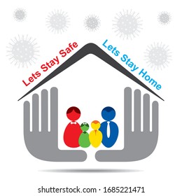 Corona virus (covid 19) campaign to stay at home and stay safe poster design