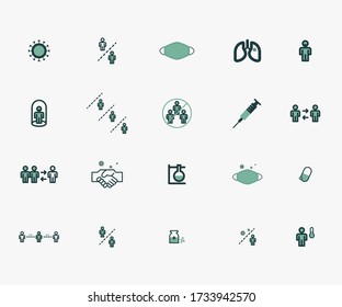 Corona Virus or Covid -19 Prevention icon set.