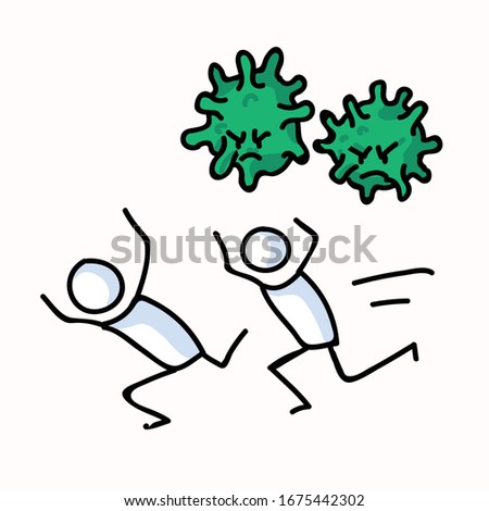 Corona virus covid 19 self isolate stickman infographic. News broadcast quarantine support. Medical healthcare graphic clip art. Banner black white. Viral isolation information. Caution support help