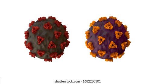 Corona Virus, Covid 19-NCP. Coronavirus nCoV denoted is single-stranded RNA virus. Set of realistic 3d viral cells. DNA and RNA Viruses. SARS-CoV2. Mers-CoV. Vector illustration