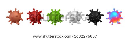 Corona Virus, Covid 19-NCP. Coronavirus nCoV denoted is single-stranded RNA virus. Set of realistic 3d viral cells. DNA and RNA Viruses. SARS-CoV2. Mers-CoV. Chameleon colors. Vector illustration