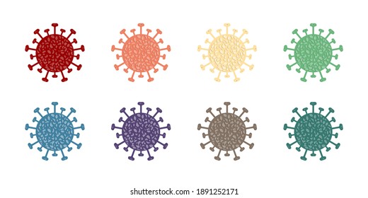 Corona Virus, Covid 19-NCP. Set of realistic viral cells. DNA and RNA Viruses. Vector illustration