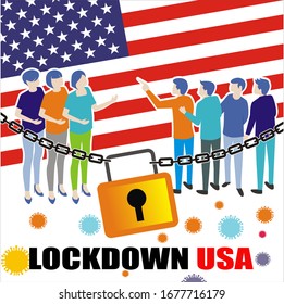 Corona Virus, Covid 2019. American people save them from the outside because of the dangerous Covid virus, vector illustration