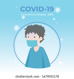 Corona virus (Covid-19 or 2019-ncov). character design of People who are in anxiety and fear because of the corona virus. 