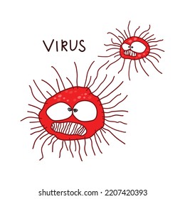 Corona virus covid-19 emoji vector set. Covid-19 emoji and emoticon with red naughty facial expression and emotions for global pandemic elements. Vector illustration.